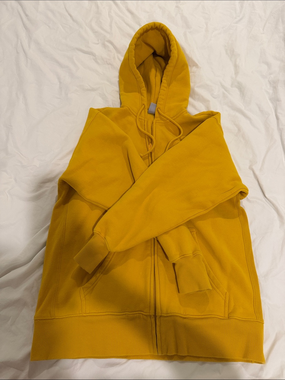 Aritzia Mustard Yellow Full-Zip Hooded Sweatshirt